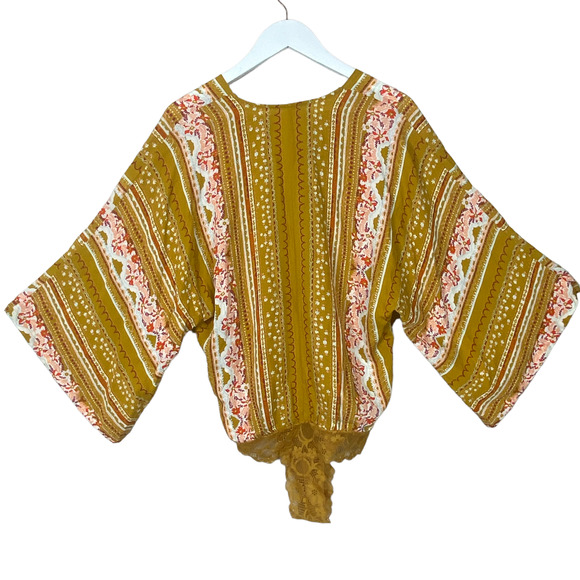 Free People For You Bodysuit Boho Blouse Gold Women XS Fits up to a Medium NWT - Picture 4 of 9